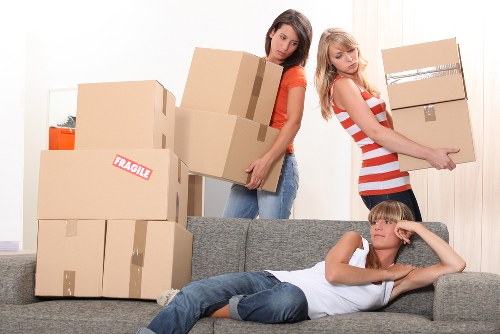 Packed household items prepared for a local East Finchley house move