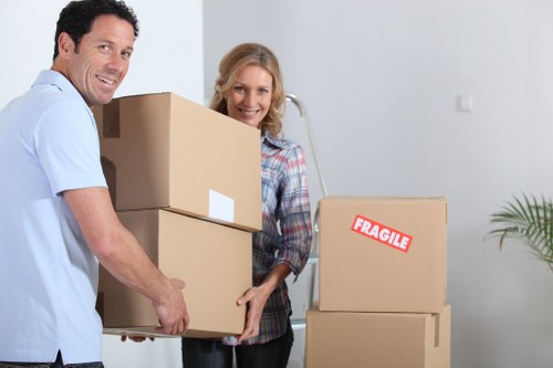 Residential move setup in East Finchley with boxes and van