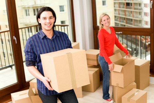 Office relocation items prepared for transport